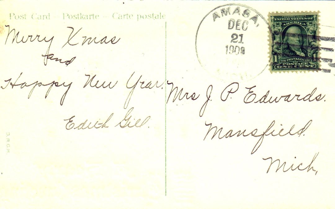 A Hearty Christmas Greeting HTL Hold to the Light postcard