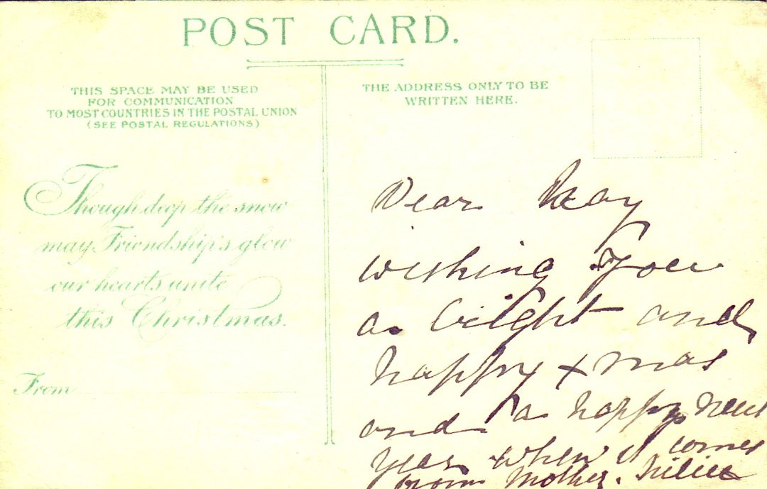 Snowy Town With Bridge HTL Hold to the Light postcard