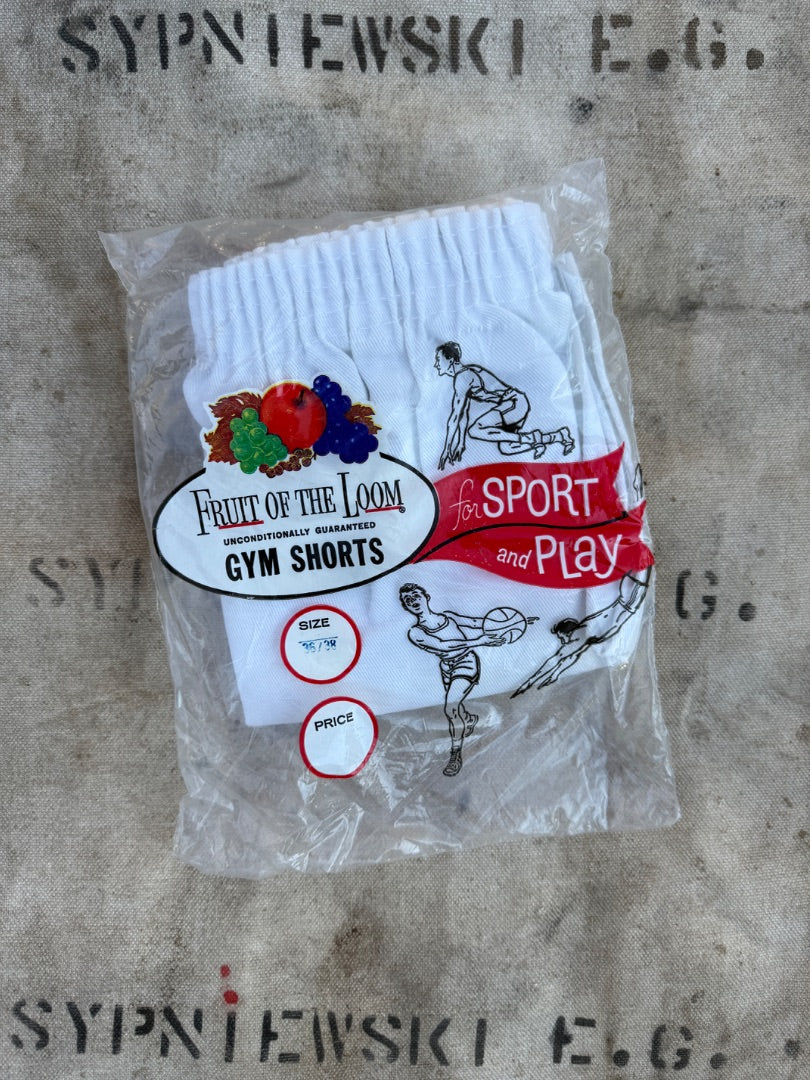 Vintage 50s white fruit of the loom gym shorts