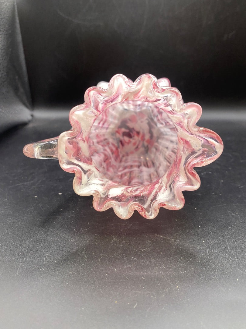 Antique Northwood Splatterware Crean Pitcher 245 Pleat Ribbed Pillar Pink