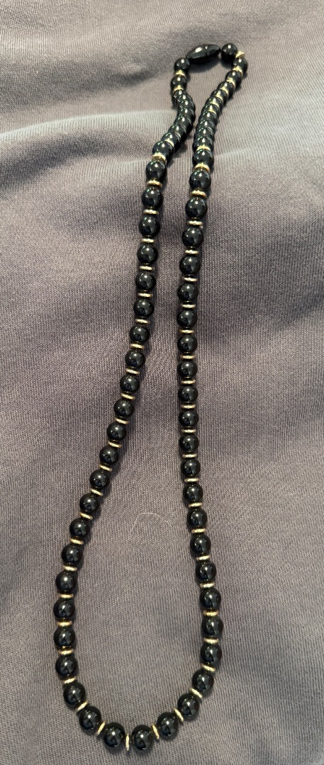 24" Hematite 24" Black Bead Necklace