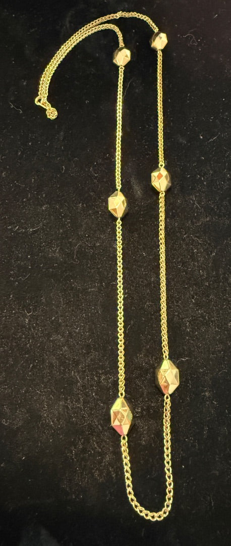 VINTAGE AVON Geometric Ball Necklace GOLD TONE
