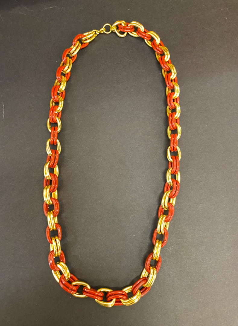 Gold Red Chain Necklace