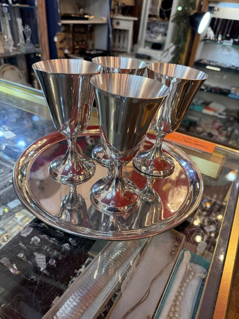 5 piece goblet and platter