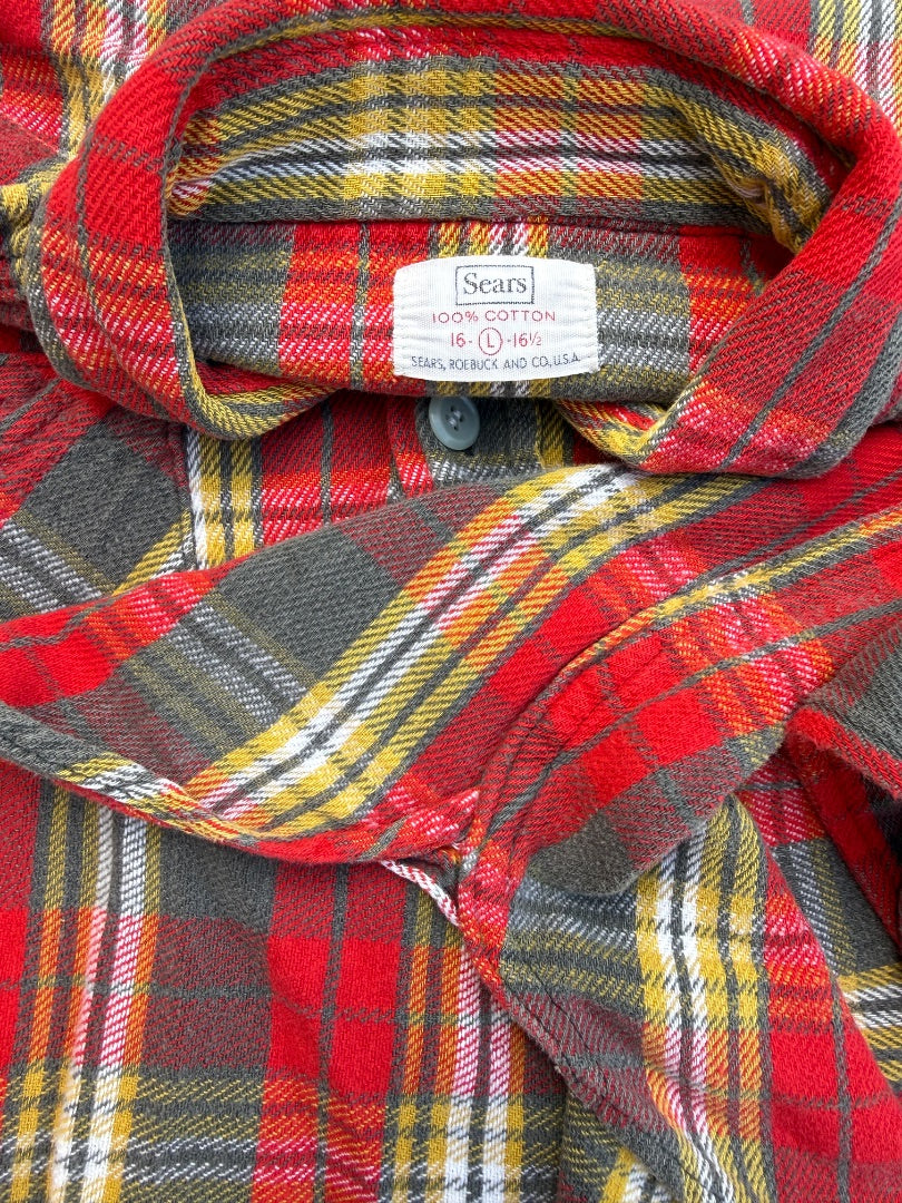 Vtg 50s 60s Sears flannel Gusseted L
