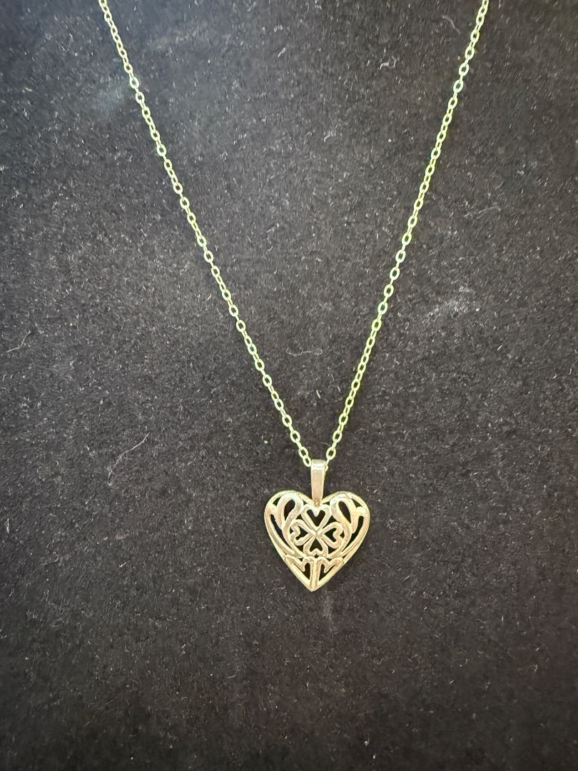 Vtg Sterling Heart Necklace