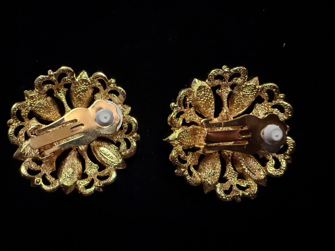 Vintage Avon Gold and Red Clip Earrings