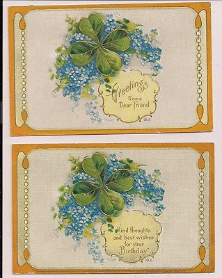 Set of 2 Forget Me Not Birthday Greetings with Clover Nash Series No 18