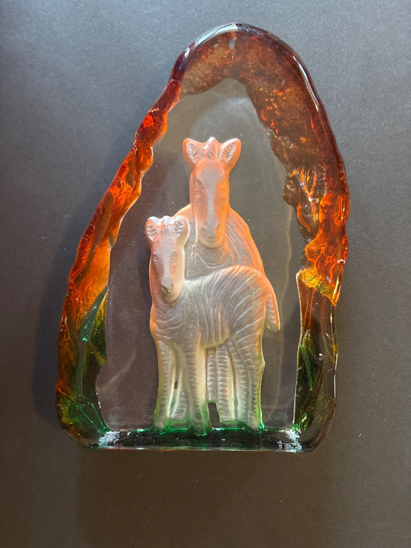 Glass Etched Zebra art