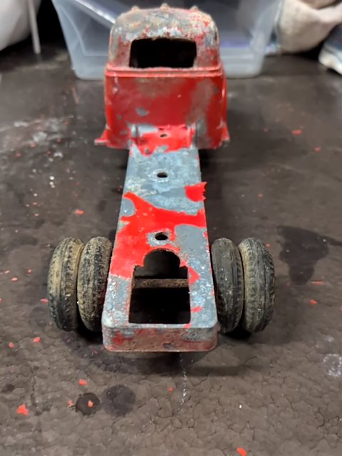 Vintage red truck as is