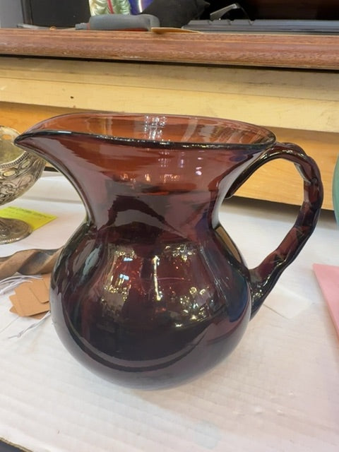 Art glass purple pitcher
