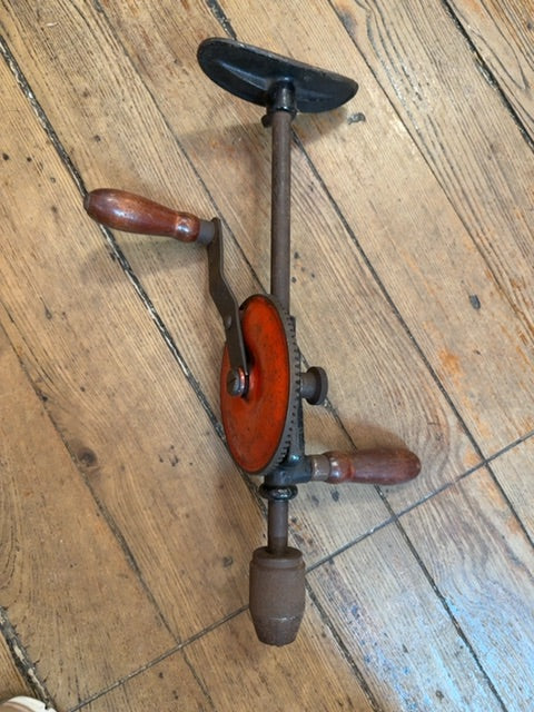 Antique wooden handled drill