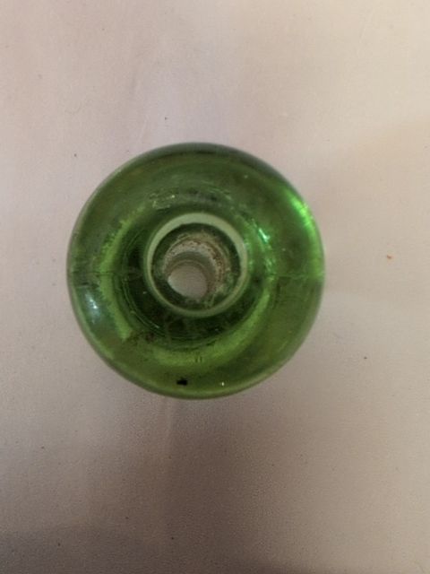 Green depression glass knob