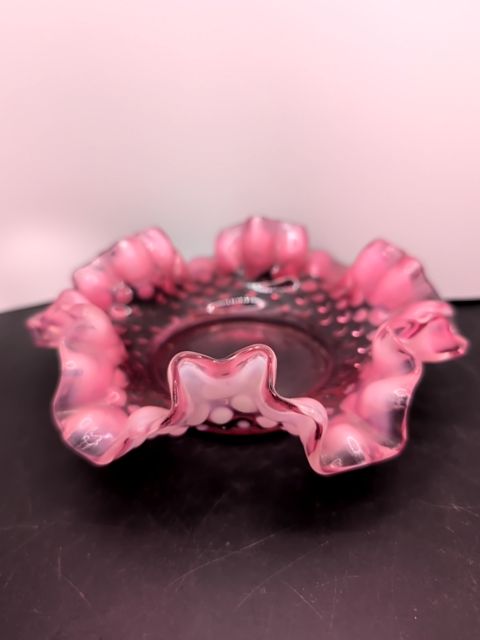 Pink opalescent Fenton bonbon candy