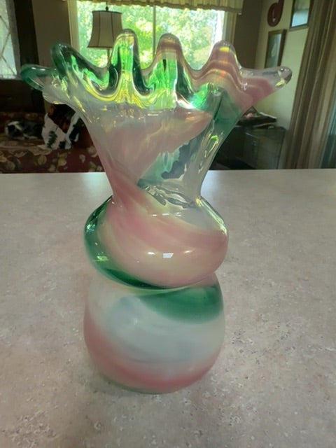 Vtg hand blown swirl art glass case