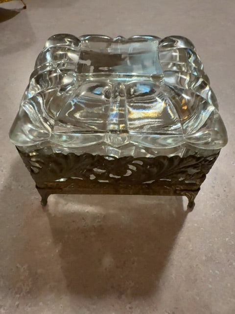 Vtg brass glass box 3 pc