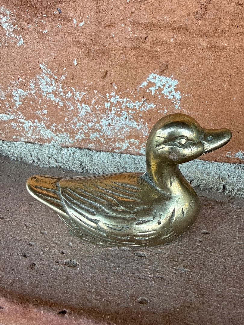 Vtg brass small duck