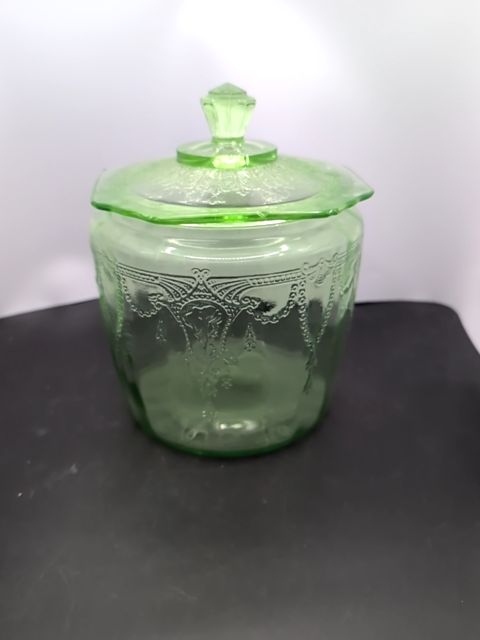 Anchor Hocking green ballerina cookie jar uranium