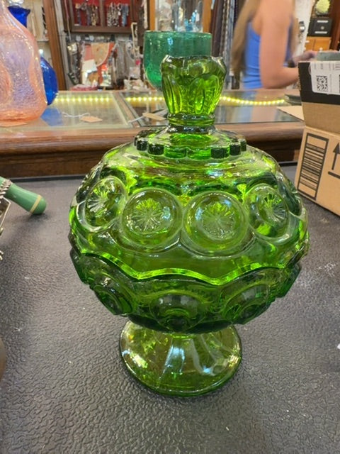 LE Smith moon and stars Green candy Dish