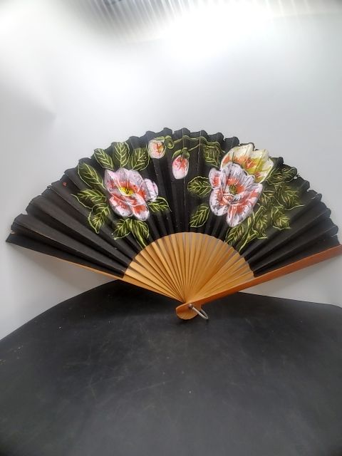 Japanese Hand Painted Fan with Peonies