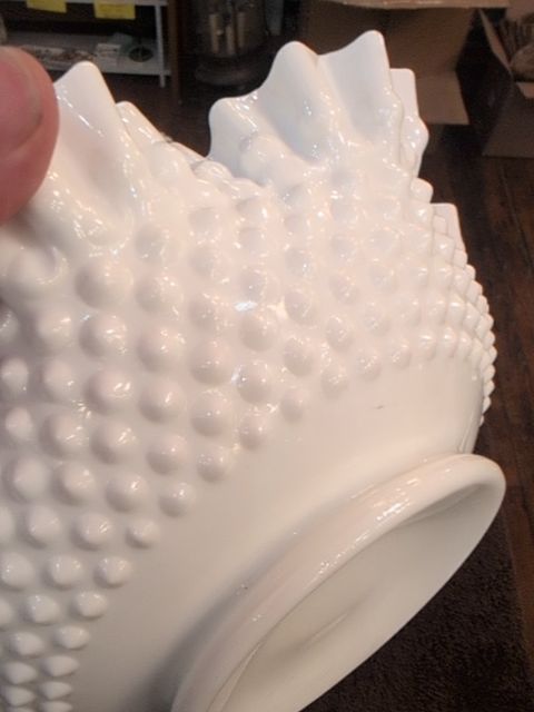 Huge! Opalescent hobnail Fenton baske