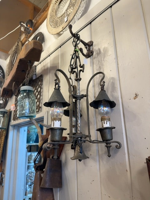 Vtg 3 light Spanish chandelier