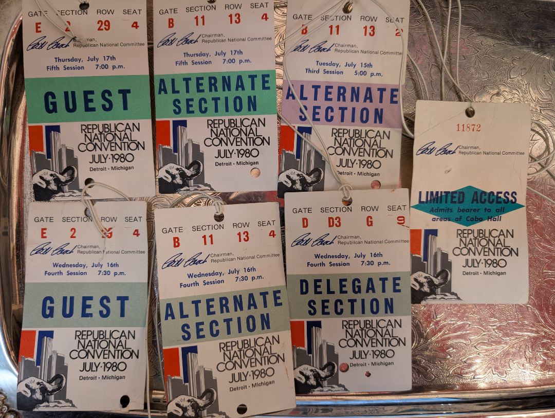 1980 Republican national convention alternate section pass July 15th