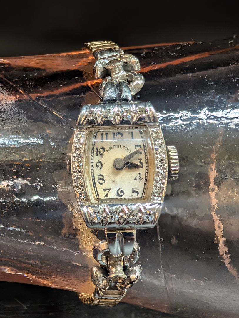 Hamilton 17 Jewel platinum and diamond ladies watch