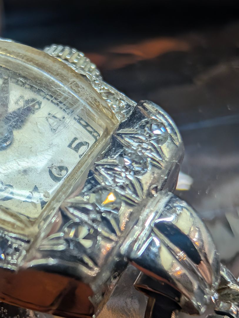 Hamilton 17 Jewel platinum and diamond ladies watch