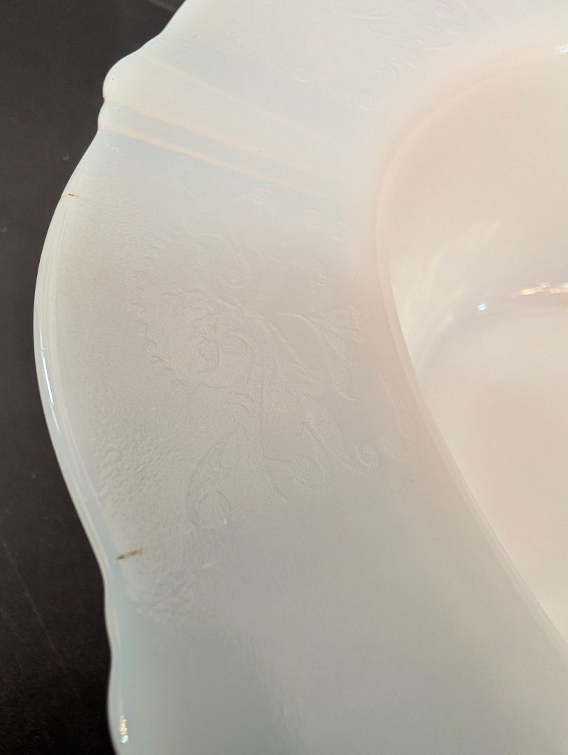 MacBeth evans white Opalescence depression glass serving bowls