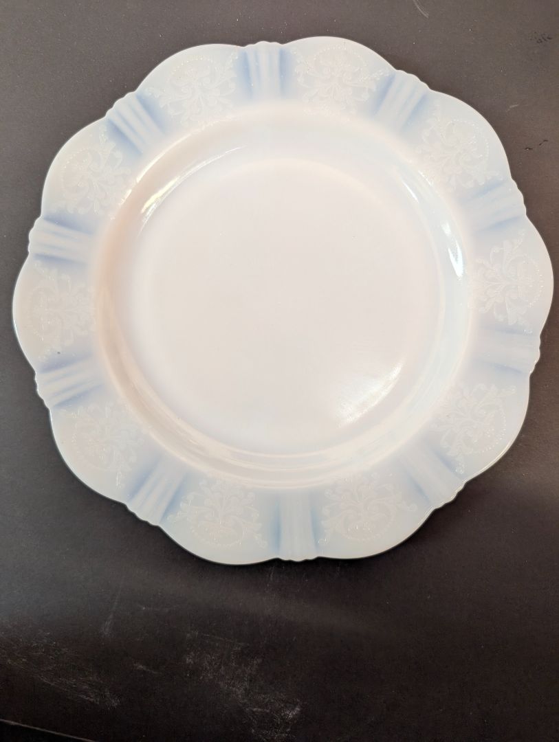 MacBeth evans white Opalescence depression glass large plates