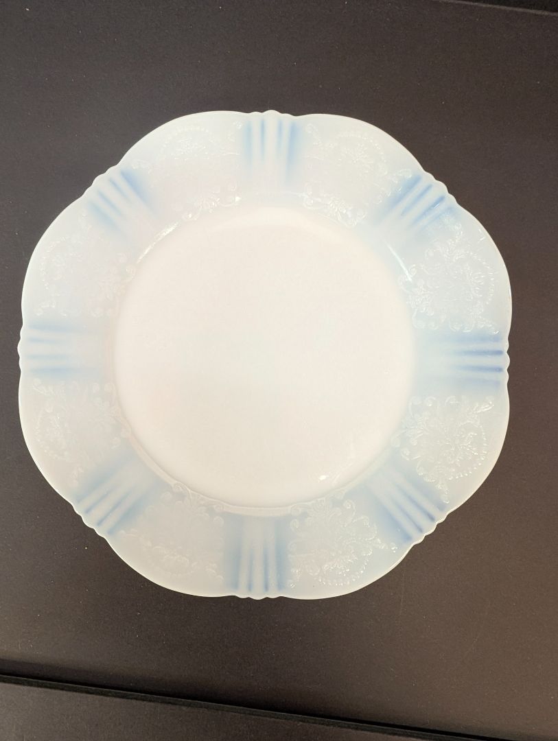 MacBeth evans white Opalescence depression glass small plates