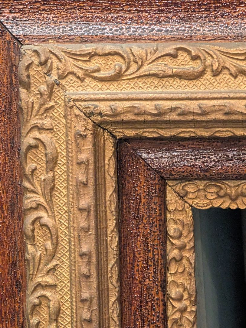 Victorian oak in plaster frame