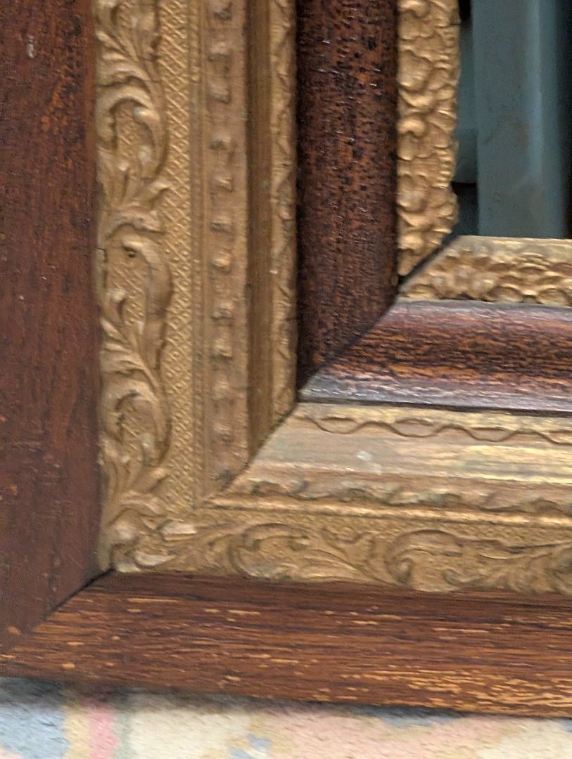 Victorian oak in plaster frame