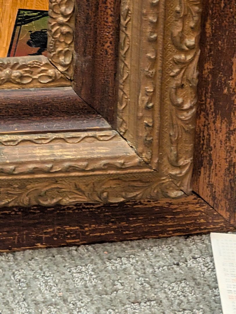 Victorian oak in plaster frame