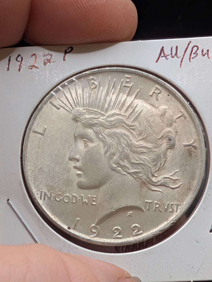 1922 Philadelphia AU / BU peace dollar