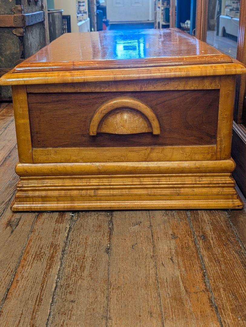 art Deco, Birdseye maple and walnut cedar chest