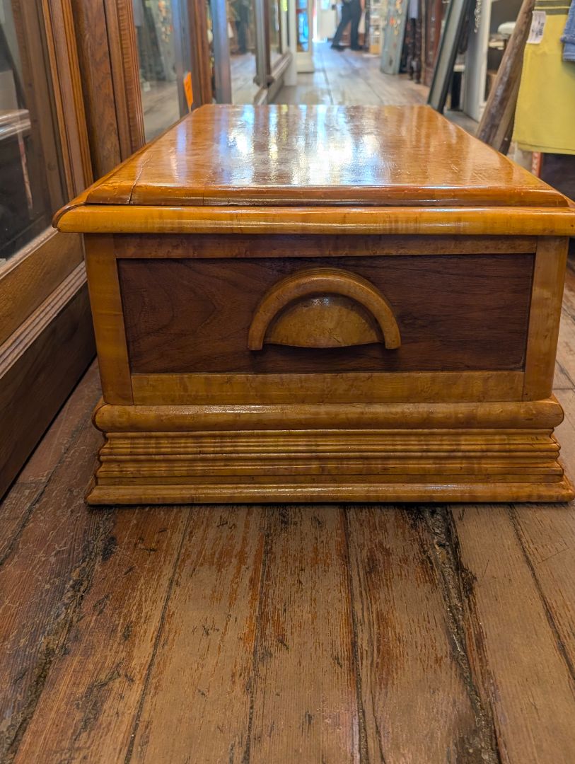 art Deco, Birdseye maple and walnut cedar chest