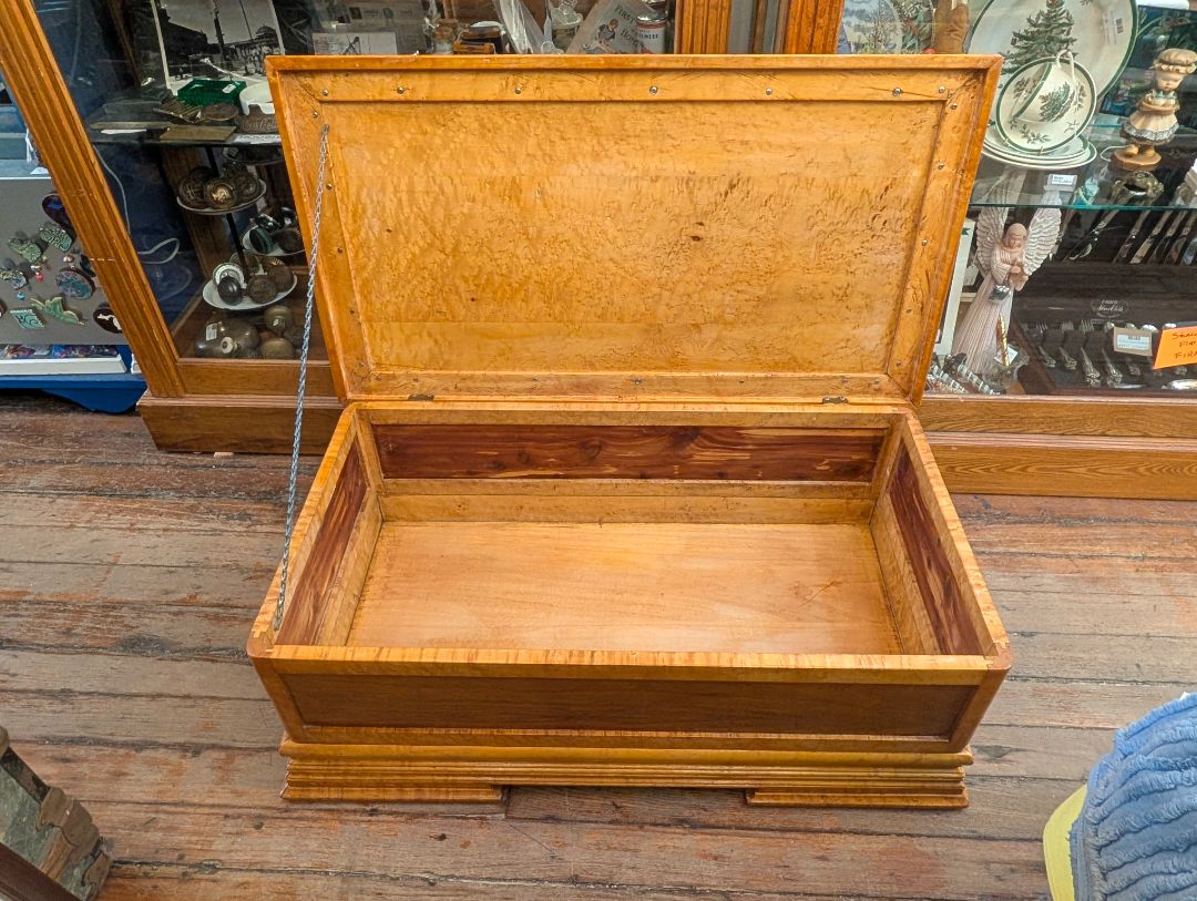 art Deco, Birdseye maple and walnut cedar chest