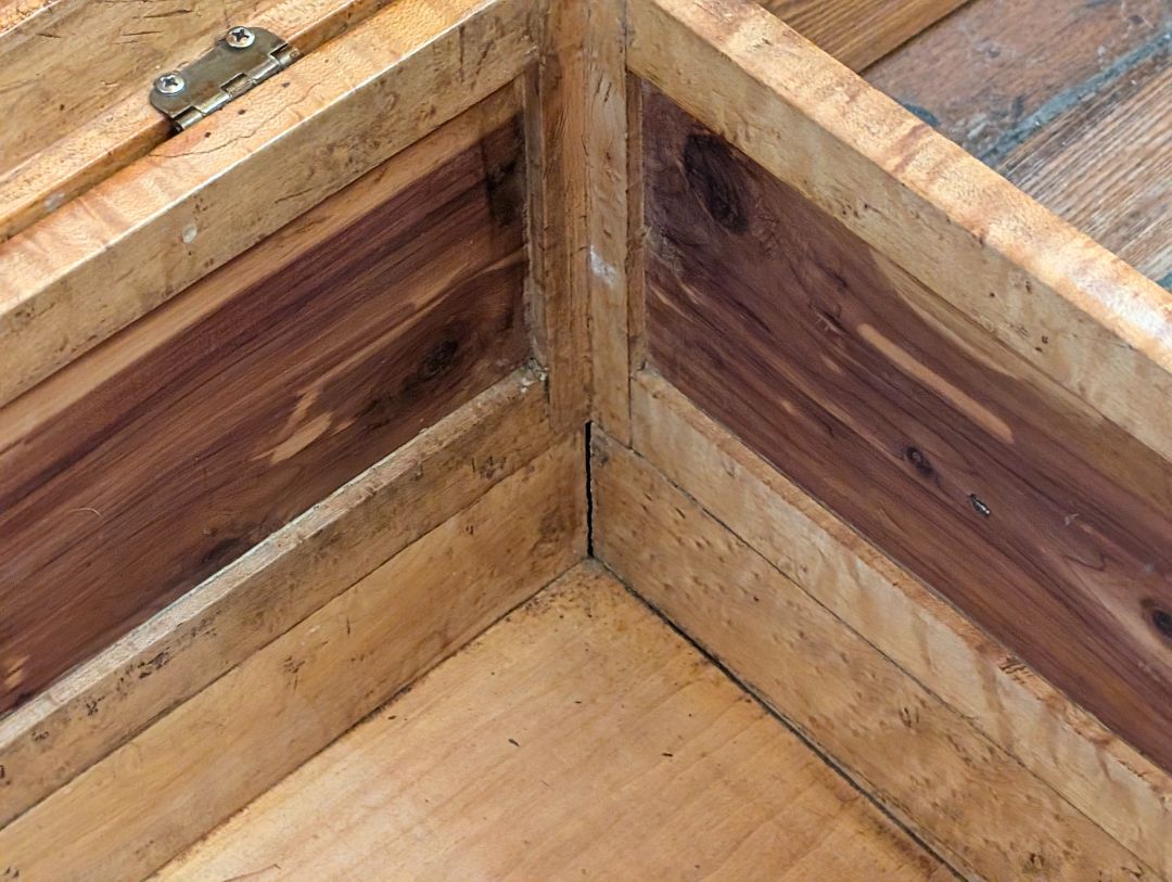 art Deco, Birdseye maple and walnut cedar chest