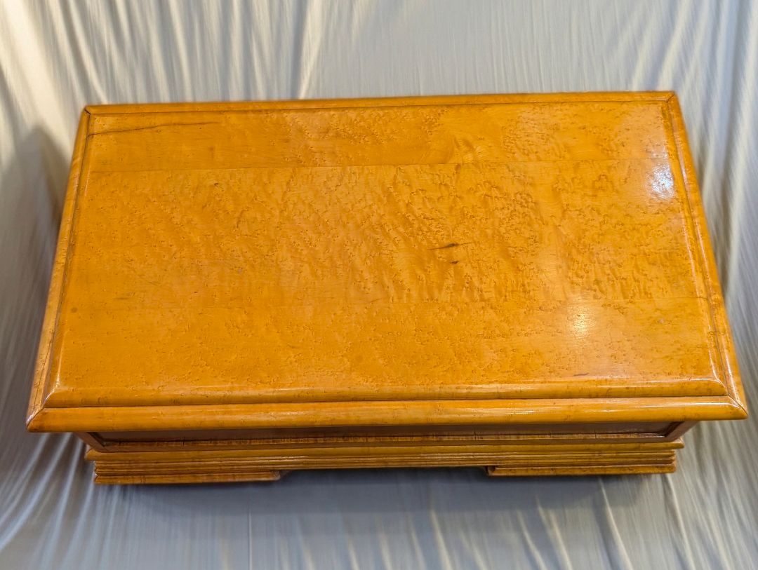 art Deco, Birdseye maple and walnut cedar chest