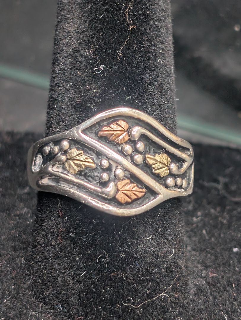 Sterling silver and Black hills gold ring