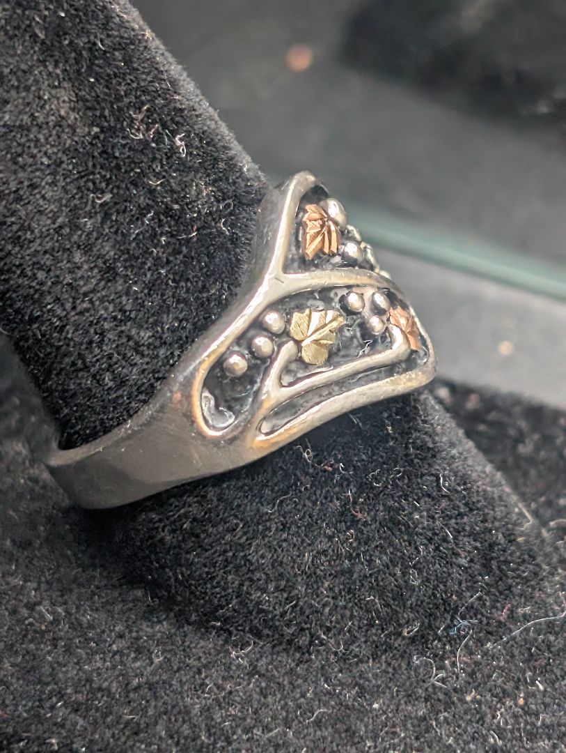 Sterling silver and Black hills gold ring