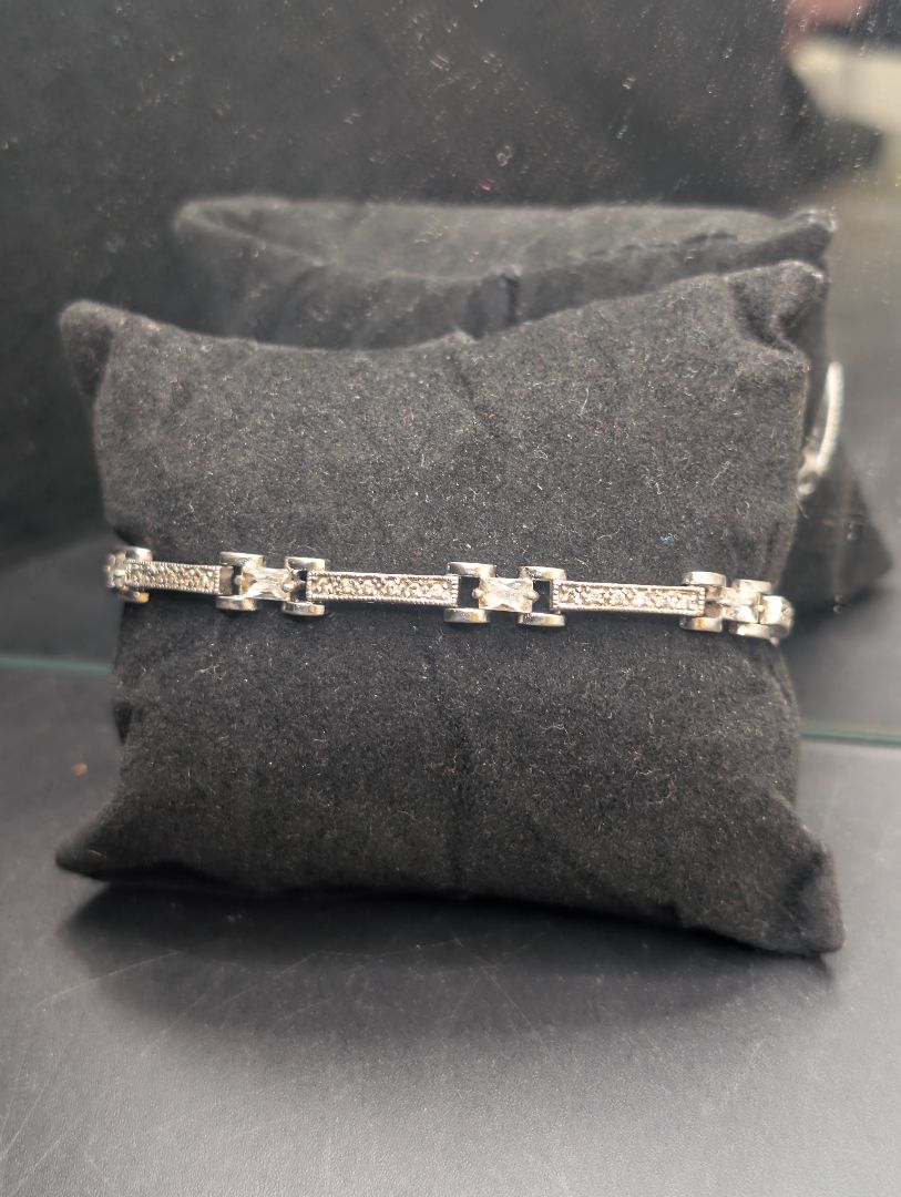 Sterling silver and diamond with CZ tennis bracelet