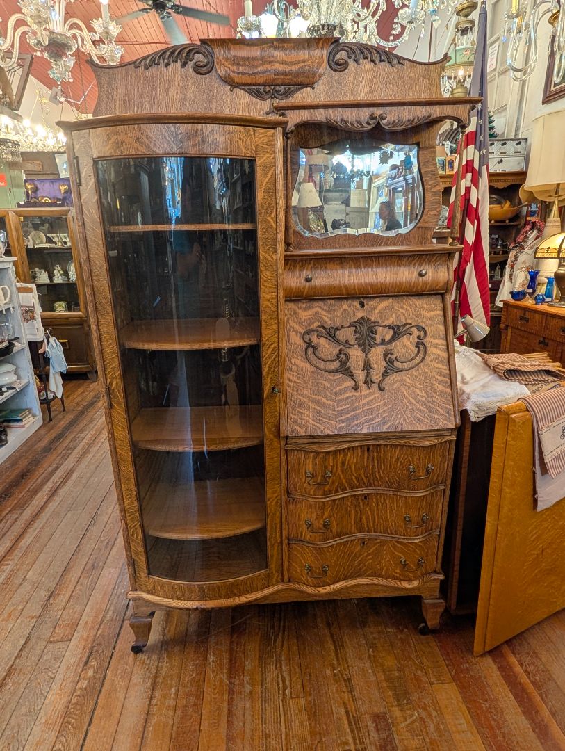 Victorian secretary desk curio cabinet