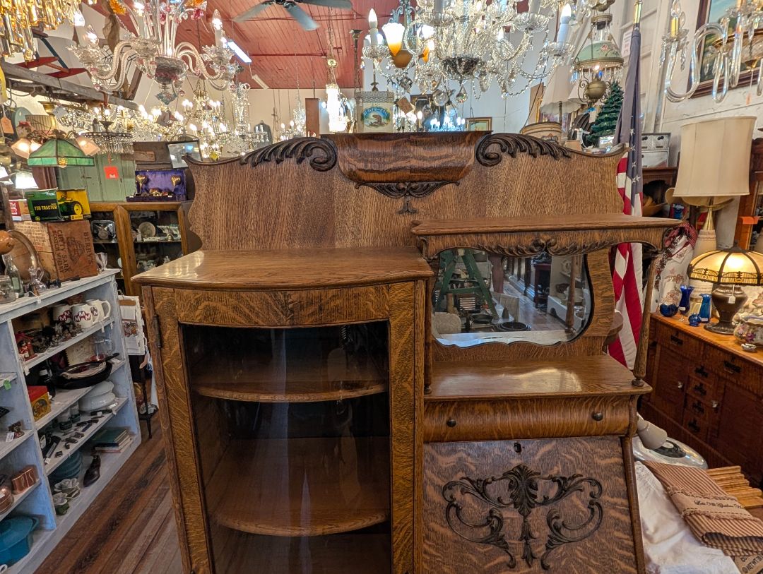 Victorian secretary desk curio cabinet
