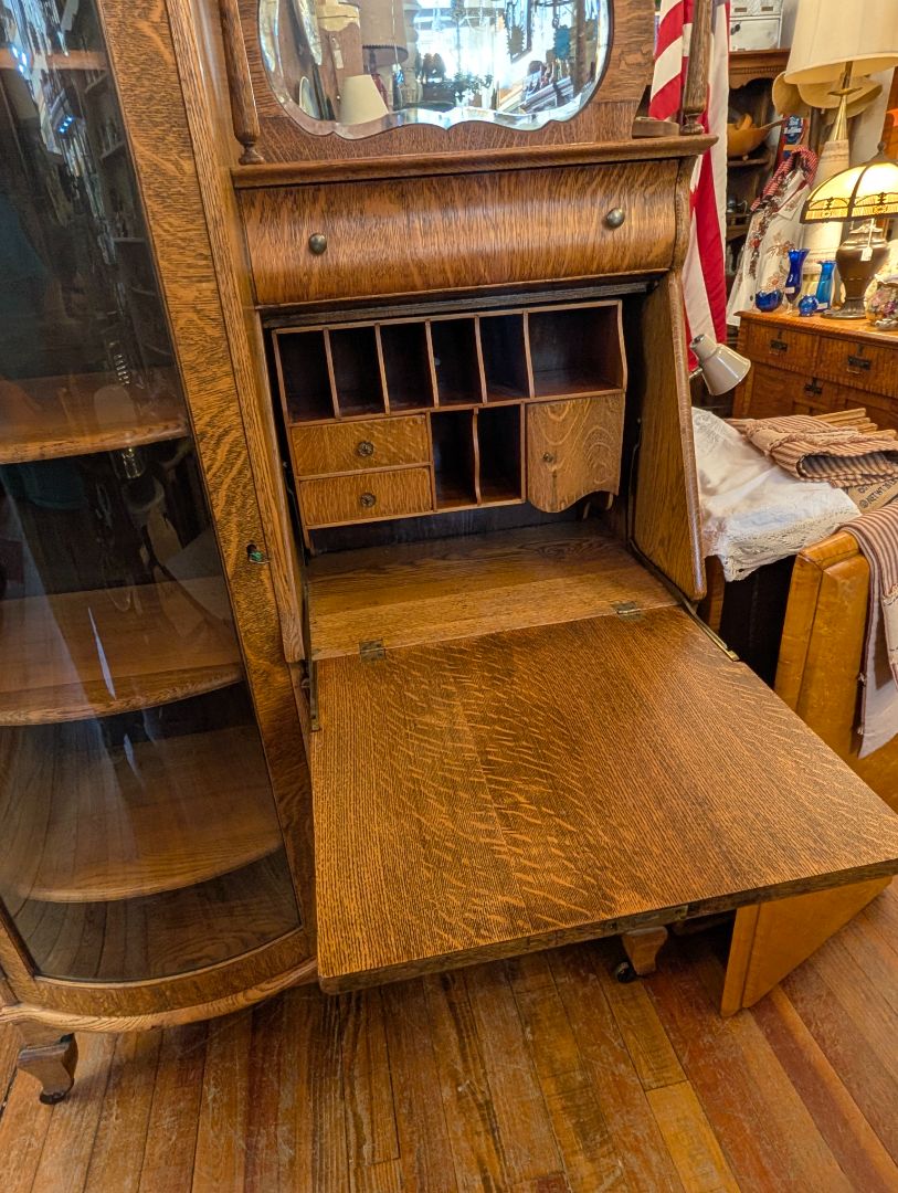 Victorian secretary desk curio cabinet
