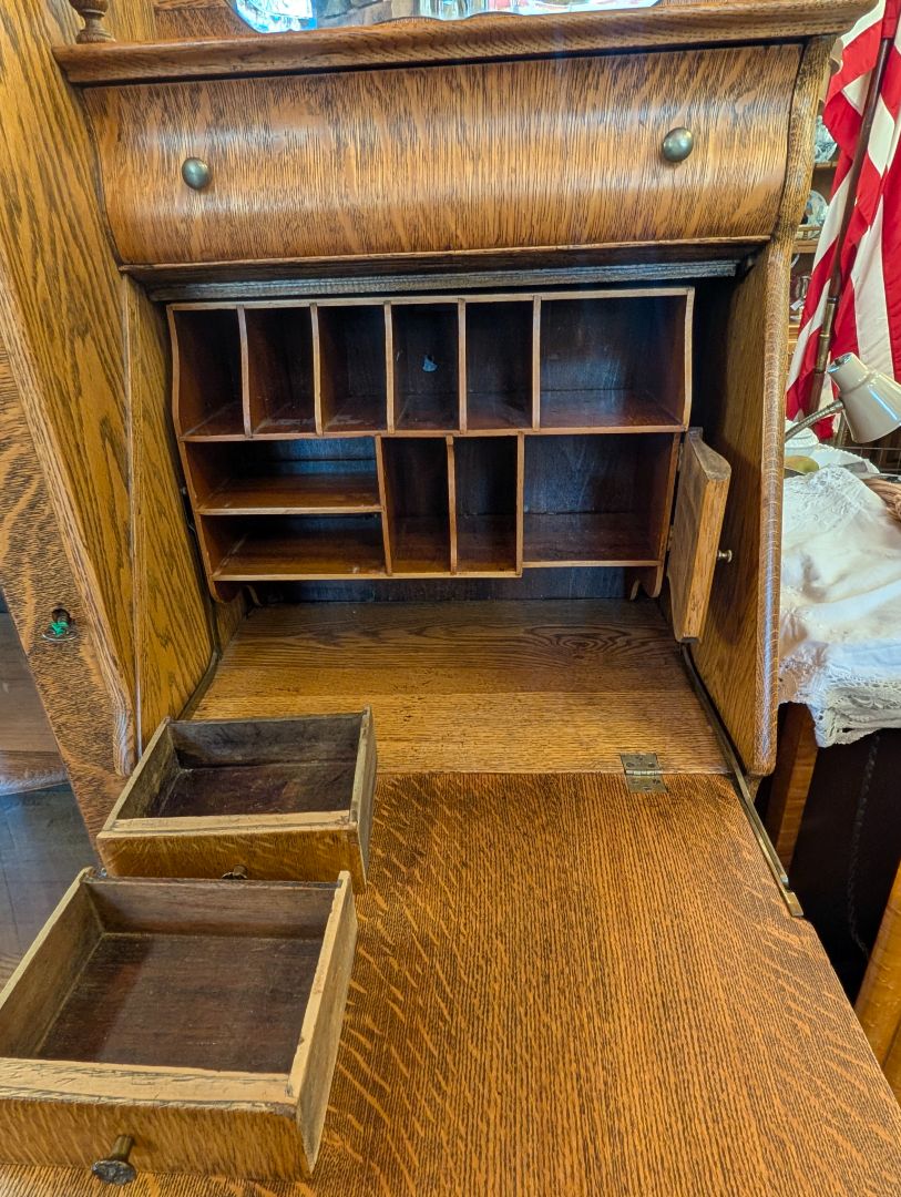 Victorian secretary desk curio cabinet