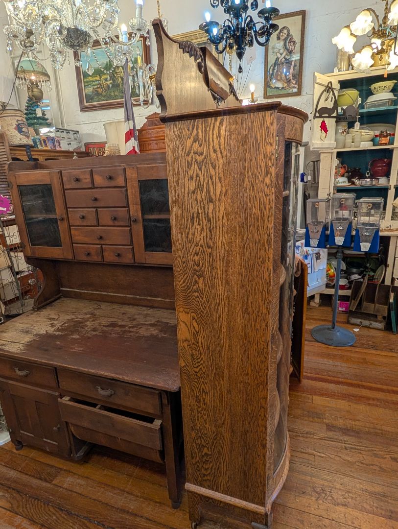 Victorian secretary desk curio cabinet