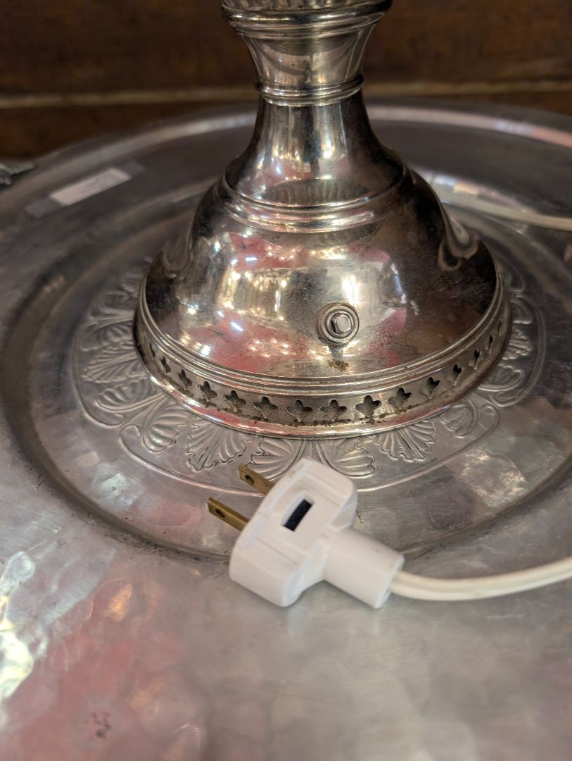 Nickel plated kerosene converted to electric lamp